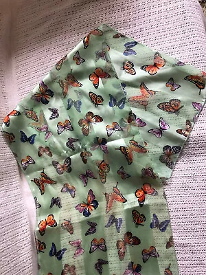 Women’s Green Scarf  Colorful Butterfly Designs • $13.99