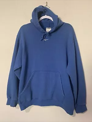 Vintage Nike Center Swoosh Hoodie Blue Large 90s Y2K Silver Tag- Read • $100