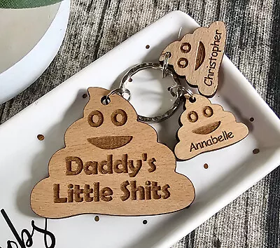 Personalised Fathers Day Gift Gifts For Him Keyring Daddy's Little Shits Grandad • £4.99