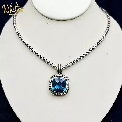 David Yurman Sterling Silver 925/14K Gold Diamond And Blue Topaz Necklace • $945