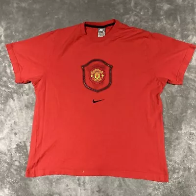 VTG Nike Manchester United T Shirt Soccer Tee Center Swoosh Tag Red XL • $15