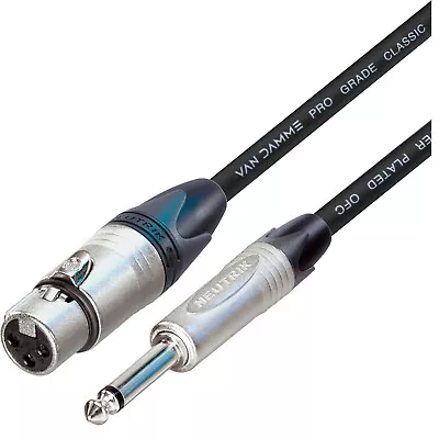 1m Neutrik Female XLR To Mono TS Jack 1/4  Jack Plug Lead Van Damme Black Cable • £14.52