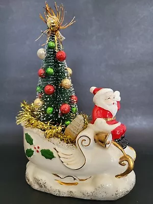 Vintage Napco Santa Sleigh Planter W/ Arrangement - Christmas Tree Figural Bulb • $34.99