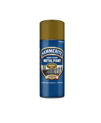 Hammerite Gold Direct To Rust Smooth Aerosol Quick Drying 400ml Metal Paint • £13.49