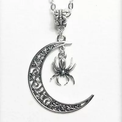 925 Sterling Silver I Love You To The Moon And Back Spider Tarantula Necklace • $15.74