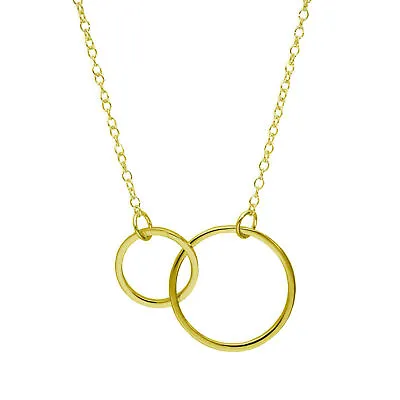 Gold Plated Sterling Silver Karma Circles 17 Inch Necklace • £9.95