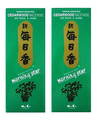 Japanese Nippon Kodo Morning Star Cedarwood Incense & Holder 400 Stick (2 BOXES) • $17.95