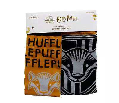 Harry Potter Hufflepuff Crew Socks One Size Mismatched Pair Yellow/Black • $15