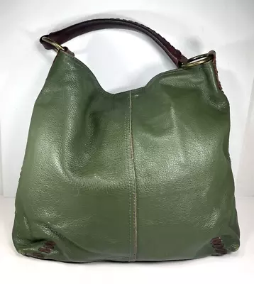 Lucky Brand Green Leather Hobo Shoulder Bag - Distressed • $38.99