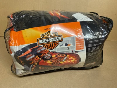 $199.99 • Buy Harley Davidson Full Queen Comforter Flame Rider Fireball Youth Kids Child New