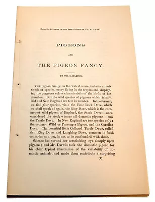 Antique  Pigeons And The Pigeon Fancy  By Wm. G. Barton Ca 1880 • £16.09