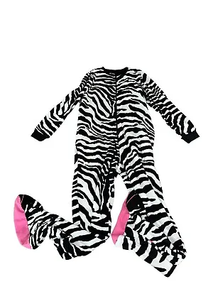 Nick And Nora Sleepwear Fleece Zebra Jumpsuit Small S Pajamas Footies Bodysuit • £19.28