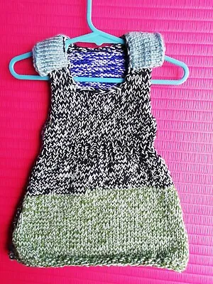 Hand Knitted Baby Girl Mixed Blocks Dress 6-12 Months Supersoft Chunky • £10