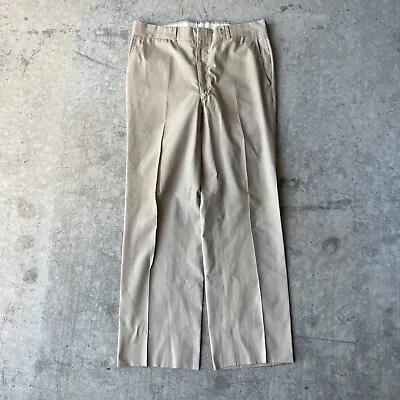 Vtg 50s Cotton Twill Khaki Shade 1 US Army Military Trousers 33x32 • $49.45