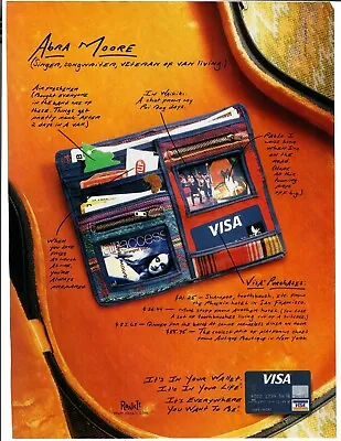 1998 Visa Vintage Print Ad Abra Moore All Access Credit Cards Wallet • $12.95