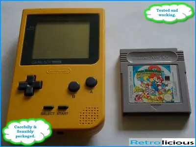 Nintendo Gameboy Pocket Yellow Console + Super Mario Game - FAST & SAFE POST • £57.99