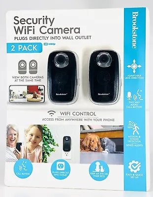 Brookstone 2 Pack HD 1080p Security WiFi Camera Plugs Into Wall Outlet - NEW • $42.99