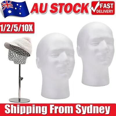 UP 10X Practical Foam Male Mannequin Head Wig Glasses Cap Display Holder Stand • $72.79