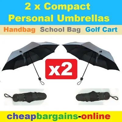 $7.99 • Buy 2 X COMPACT UMBRELLA BLACK FOLDING POP UP UMBRELLA HANDBAG SCHOOL BAG GOLF CART