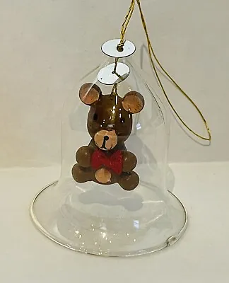 Glass Bell Ornament Teddy Bear Clapper Vintage Christmas Tree Holiday Decor • $9.99
