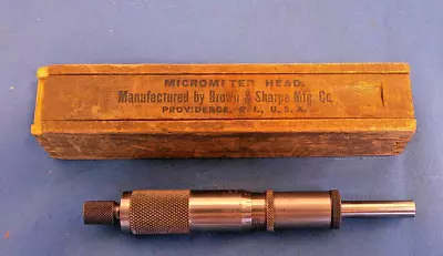 Vintage Pat 1900 STARRETT Micrometer Head 0-1” In Brown Sharpe Wood Box (2198) • $29.99