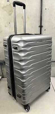 Samsonite Prisma Large Hardside Checked Suitcase Silver 4 Wheel Spinner • £99.95
