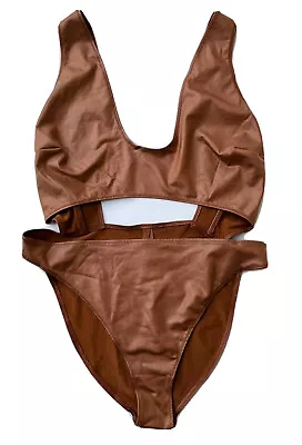 SKIMS Kim Kardashian Wet Jersey Cutout Swimsuit In Copper • $47.99