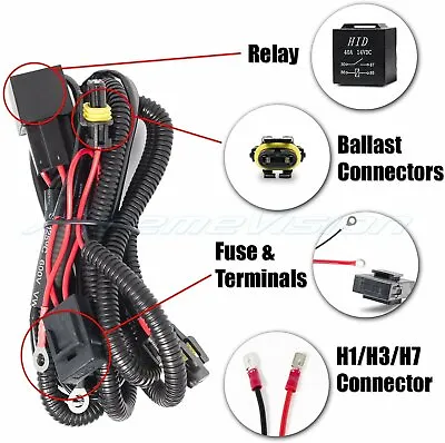 XtremeVision H1 / H3 / H7 HID Battery Wiring Relay Harness 12V 40 AMP 35W/55W • $10.99