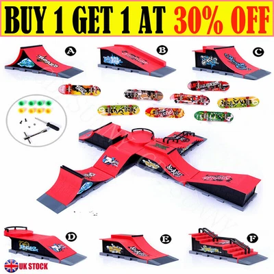 £5.79 • Buy Mini Fingerboard Deck Skate Park Ramp Kit Finger Board Ultimate Parks Set New