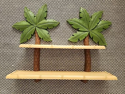 Vintage Palm Tree Wall Shelf Tropical Tiki Bamboo Decor Beach USA Home Interiors • $100