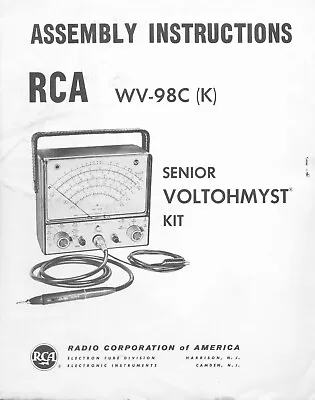 RCA WV-98C (K) Senior VoltOhmyst Kit Assembly Instructions  • $9.99