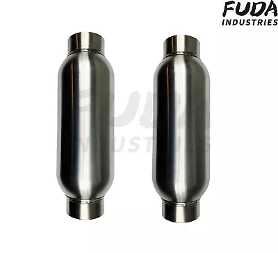 Pair Of 2.5  Inlet / Outlet - 12  Length  Exhaust Muffler Resonator SS • $66.96