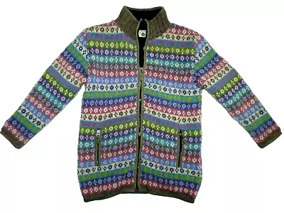 Pachamama Nepal Bloomsbury  Fleece Lined  100% Wool Cardigan / Jacket M • £29.99