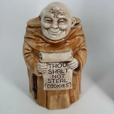 Vintage Treasure Craft Friar Monk Cookie Jar 12  Thou Shalt Not Steal Cookies • $36