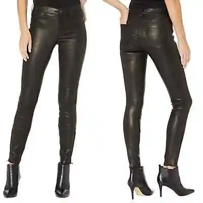 J Brand 100% Lamb Leather Black Slim Skinny Leg Mid Rise Pants Womens Size 28 • $179.95