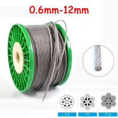 £1.84 • Buy 304 Stainless Steel Wire Rope Cable Ø0.5mm-12mm Rigging PVC Coated Clear / Black