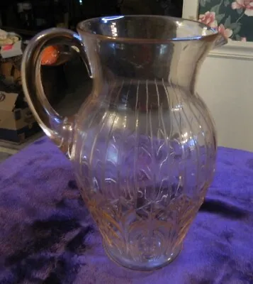 MacBeth- Evans Pink Glass Pitcher - Crystal Leaf Pattern. • $29.99