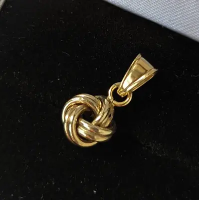 Vintage Twisted Knot 9ct Yellow Gold Pendant Charm Love Infinity Knot Plain • £61.27