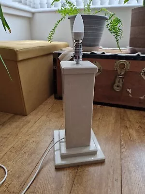 Large Marble Lamp Base Heavy Stone Column Lamp Working 17  Vgc Cream Long Cable • £40