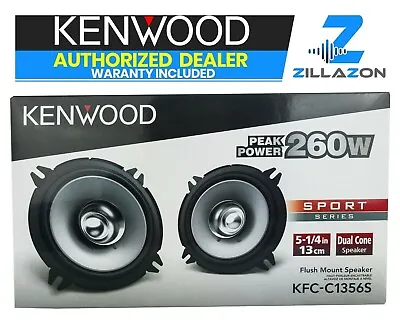 Kenwood KFC-C1356S 5.25'' 2-Way Car Audio Dual Cone Coaxial Speakers - 260W Peak • $29.98