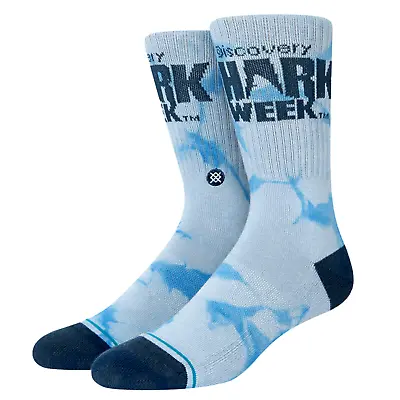 STANCE Shark Week Crew Socks Sz M Medium (6-8.5) Blue Ocean • $15.99
