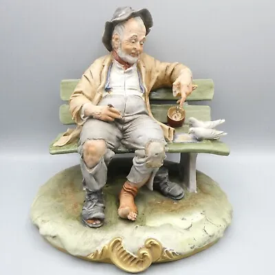 Capodimonte Bruno Merli Figurine Good Hearted Tramp On Bench 23cm Tall Excellent • £94.99