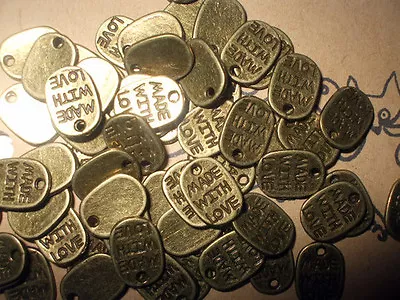 £2.20 • Buy 20 Or 40 Bronze Metal MADE WITH LOVE Charms.  Jewellery Embellishment
