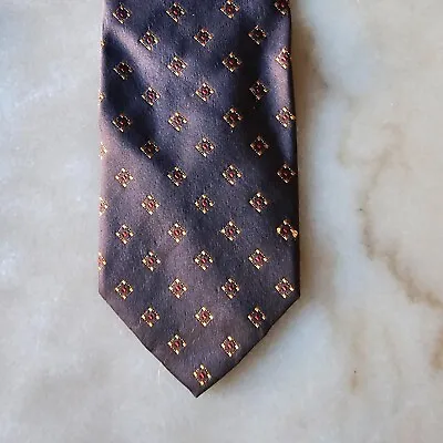 Hugo Boss Tie Black Gold Geometric Diamonds Men's Silk Classic Italian Necktie • $14.99