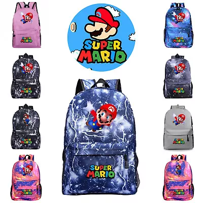 £3.99 • Buy Boys Girl Super Mario Backpack School Bag Casual Bookbag Travel Rucksack Gifts