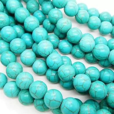 £3.19 • Buy Semi Precious Gemstone Turquoise Round Beads For Shamballa Bracelet Making Craft
