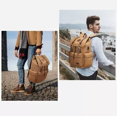 Modoker Mens Canvas Vintage Backpack Travel Laptop • $50