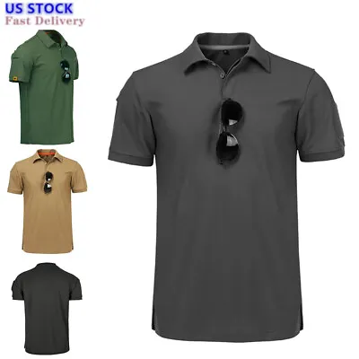 Tactical Mens Shirts Work Golf Combat Casual T Short Sleeve Quick Dry Shirt US • $13.29