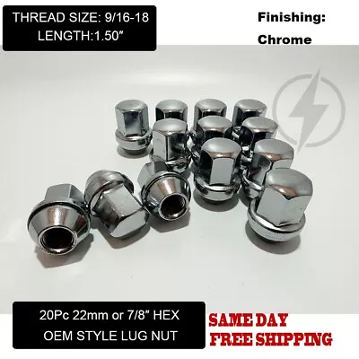 20Pc Chrome 9/16-18 OEM Factory Style Lug Nuts For Dodge Ram 1500 Durango Dakota • $28.49