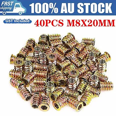 40PCS M8 Threaded Insert Nuts Wood Screw-in Nut Hex Socket Drive Furniture Bolt • $10.98